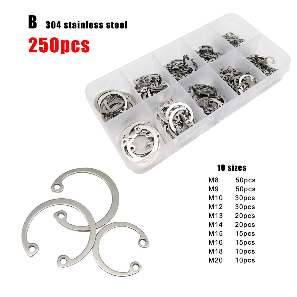 250/1000x M8-M24 Eje Clip de Retención Anillo a Presión Tipo C Agujero Circlip Interno Foto 4 de 4