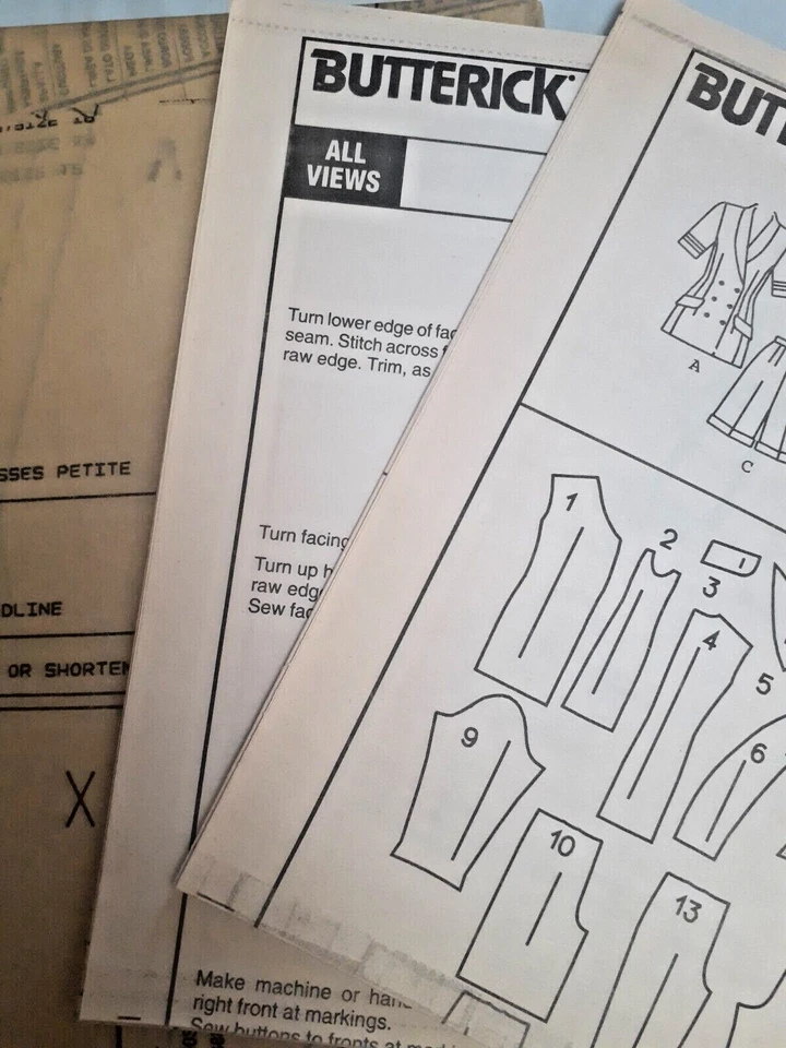 Blazer Jacket Shorts Pants Sailor 12 14 16 Butterick Sewing Pattern 6647 UC FF  - Image 4 of 4