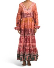 NWT FARM RIO Ainika Printed Tiered Maxi Dress Sz M