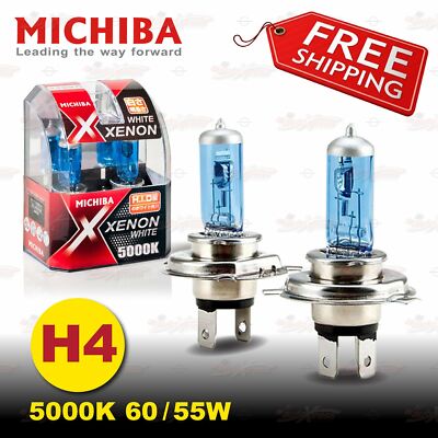 H4 472 MICHIBA Scheinwerfer Halogen Birnen Lampen 55W/60W 5000K Xenon Super Weiß