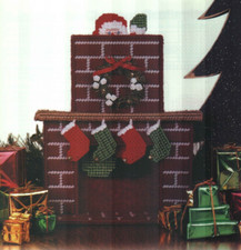 SANTA IN THE CHIMNEY CENTERPIECE CHRISTMAS PLASTIC CANVAS PATTERN INSTRUCTIONS