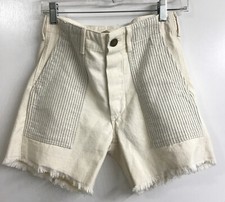 The Great Vintage Army Short Shorts Ivory With Blue Striped Pockets NWT 24