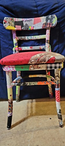 Holzstuhl Patchwork Boho Zigeuner Hippie Akzent Stuhl Handgestaltet Einer von... - Bild 8 von 10