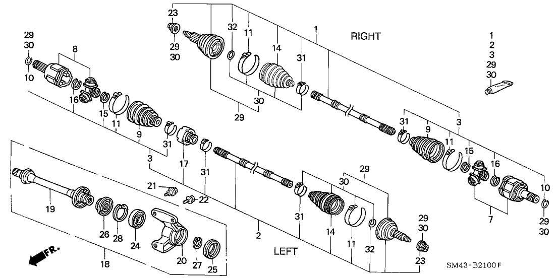 Genuine Inner CV Joint Comp 1990-2000 Honda Accord 44310-SM4-980