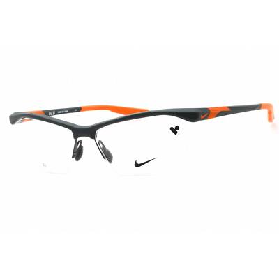 Nike Men's Eyeglasses Matte Dark Grey Cat Eye Half Rim Frame NIKE 7401 034