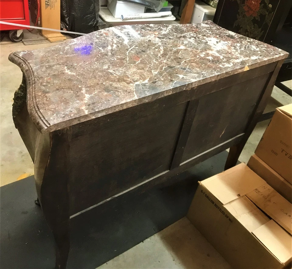 Vintage Louis XV Style Marble Top Commode French Bombe Chest (Local PickUp ONLY) - Image 2 of 4