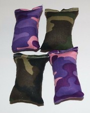 Set of 4 Handmade Catnip Silvervine Pillow Cat Toy Green and Purple Camo