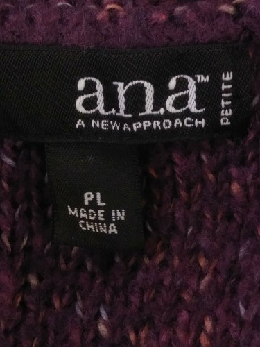 ANA A NEW APROACH VEST/ BLOUSE Cold shoulder KNITTED PURPLE PETITE SIZE PL EUC - Picture 5 of 7