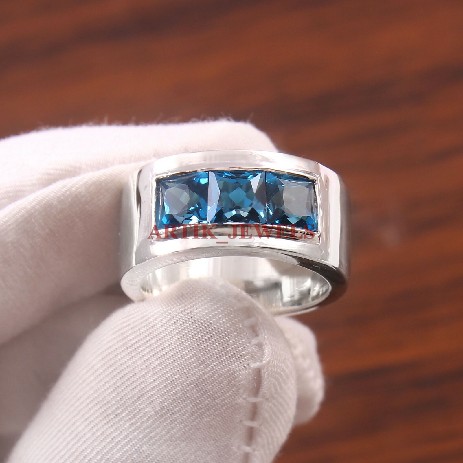Natural London Blue Topaz Gemstone with 925 Sterling Silver Ring for ...