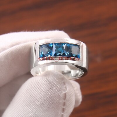 Natural London Blue Topaz Gemstone with 925 Sterling Silver Ring for ...