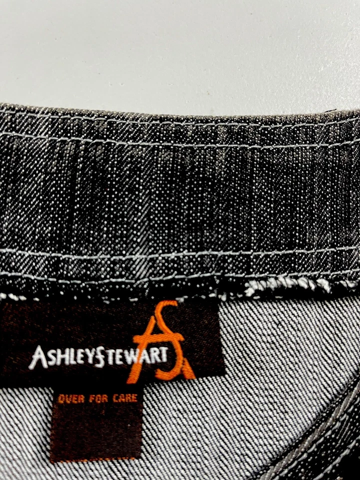 Chaqueta vaquera Ashley Stewart Y2K para mujer talla 14W negra denim con estrás Foto 3 de 4