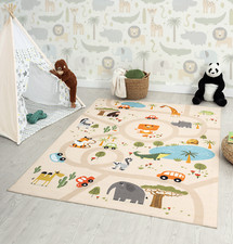 Teppich Kinderzimmer Kinderteppich Tiere Autos Bunt