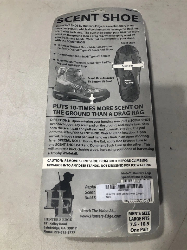 New SCENT SHOES Men's Size L Fits Shoe 7.5-10.5 Deer Hunting Attractant  - Image 2 of 2