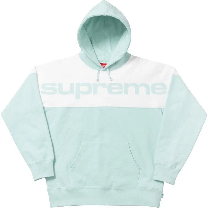 Supreme Color Blocked Hoodie Sweatshirt Ice Blue