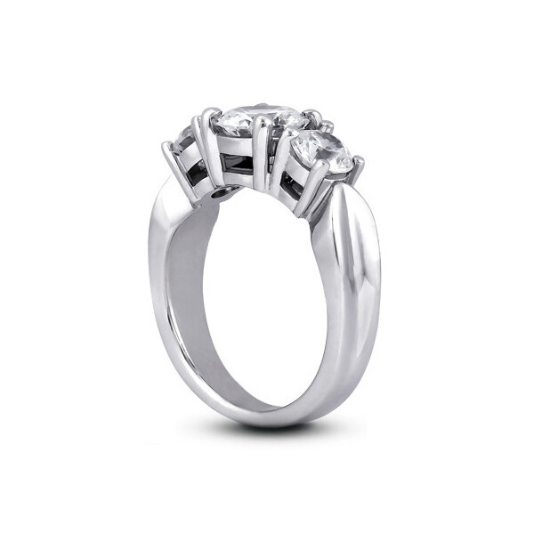 1.88ct F/SI3 Round Natural Diamonds 18k White Gold Classic Three-Stone Ring