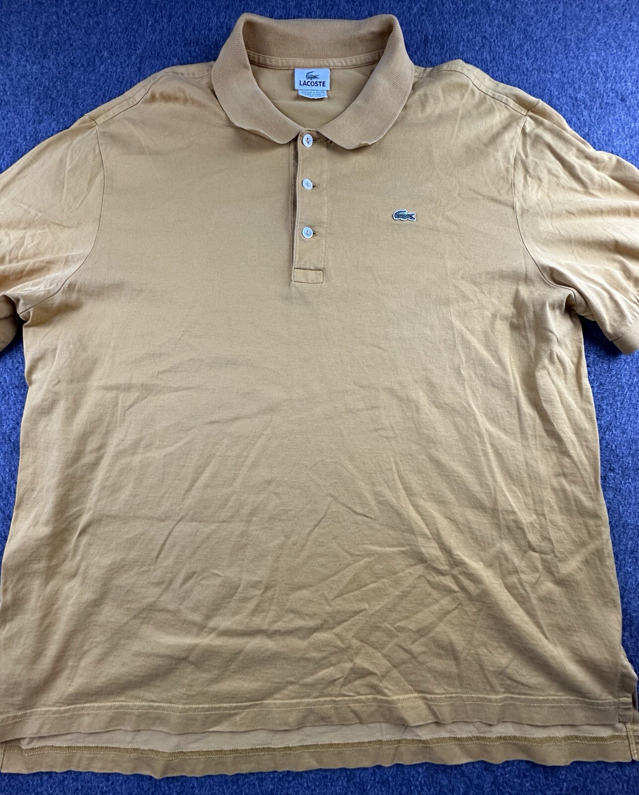 Lacoste Shirt Mens Size 7 X-Large Yellow Gold Polo Short Sleeve Pullover Vintage