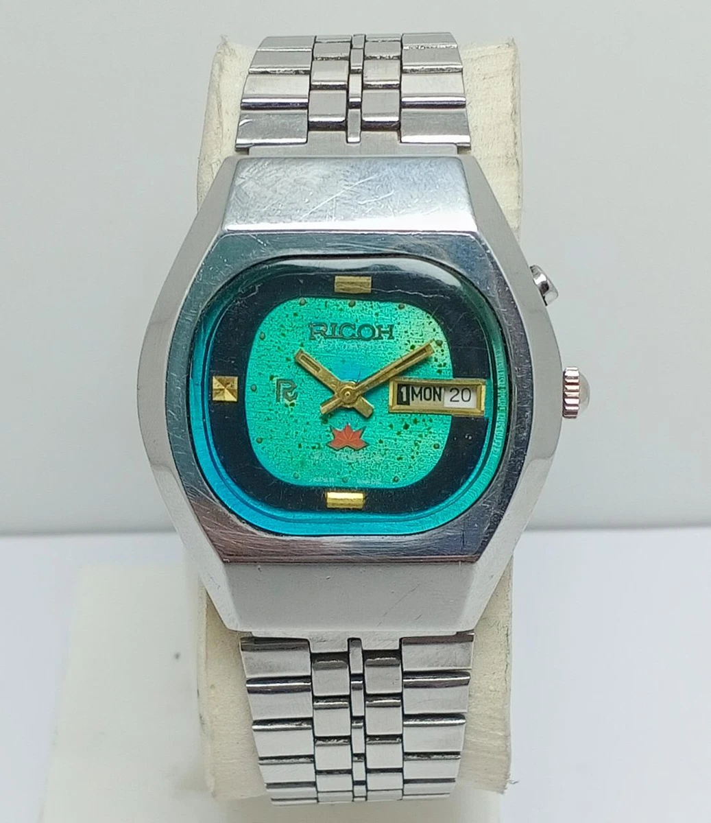 Vintage Ricoh Automatic 21J Green Dial Day/ Date Japan Men's