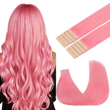 Tape in Hair Extensions Human Hair, Peach Pink, 14Inch 25G 10Pcs, Colored Tape I