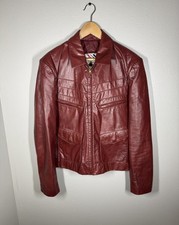 Vintage Chess King Leather Jacket Mens Size 44 Wine Red Oxblood