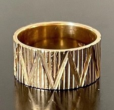 14K Solid Yellow Gold Ring 9mm Wide Band Ring Size 6.25 Weight 5.16g