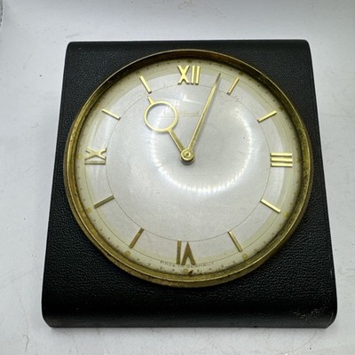 Rare KIENZLE  1950 s art deco  desk-clock with green dark leather surround 