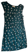 Loft Sheath Dress Size L Sleeveless Green w White Flowers Rayon/Spandex Pullover