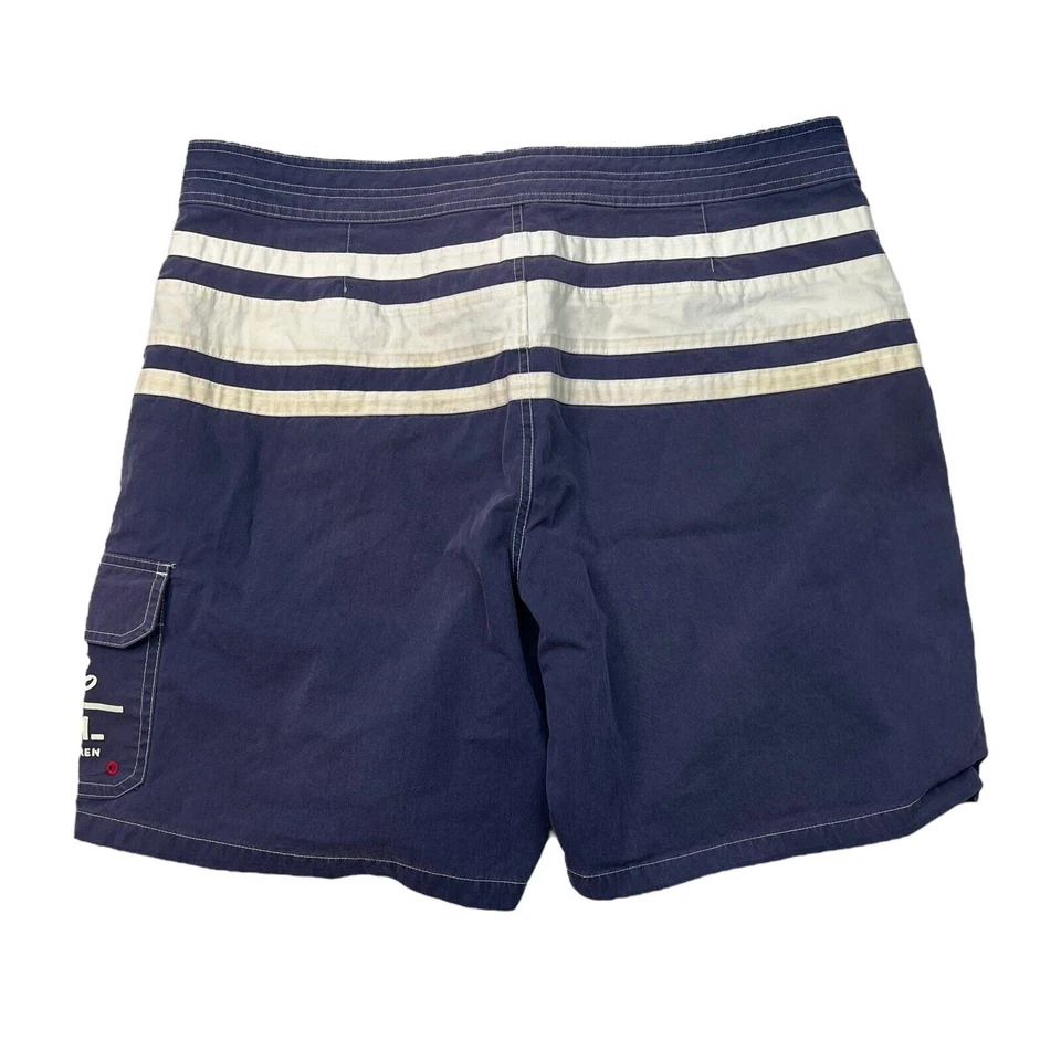 Polo Ralph Lauren Para Hombres De Colección Baúl de Natación a Rayas Board Shorts Azul Marino Blanco 38 Foto 2 de 4