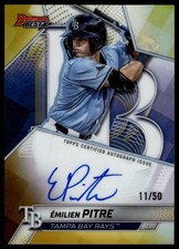 2025 Bowman’s Best Emelien Pitre Gold Refractor Auto /50 Tampa Bay Rays! Mint!