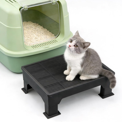 Katzentoilette Stufenrampe, rutschfeste Haustierklo Treppe für Kätzchen, Senioren &