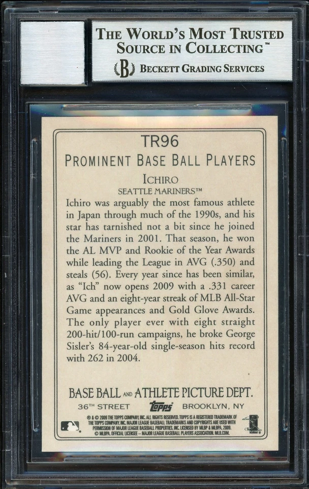 Ichiro Suzuki Signed 2009 Topps Turkey Red Card TR96 Mariners Auto 10 Beckett - Image 2 of 2