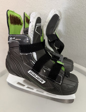 Bauer XLS Youth Ice Hockey Skates Size 11 Kids Black/Green Hook  Loop