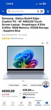 Samsung Galaxy Book4 Edge Copilot+ PC 16in-Snapdragon X Elite-16GB-512GB