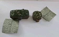 Maya Evangelista Lipstick Holder & Pill Box Carved Green Dragonfly 