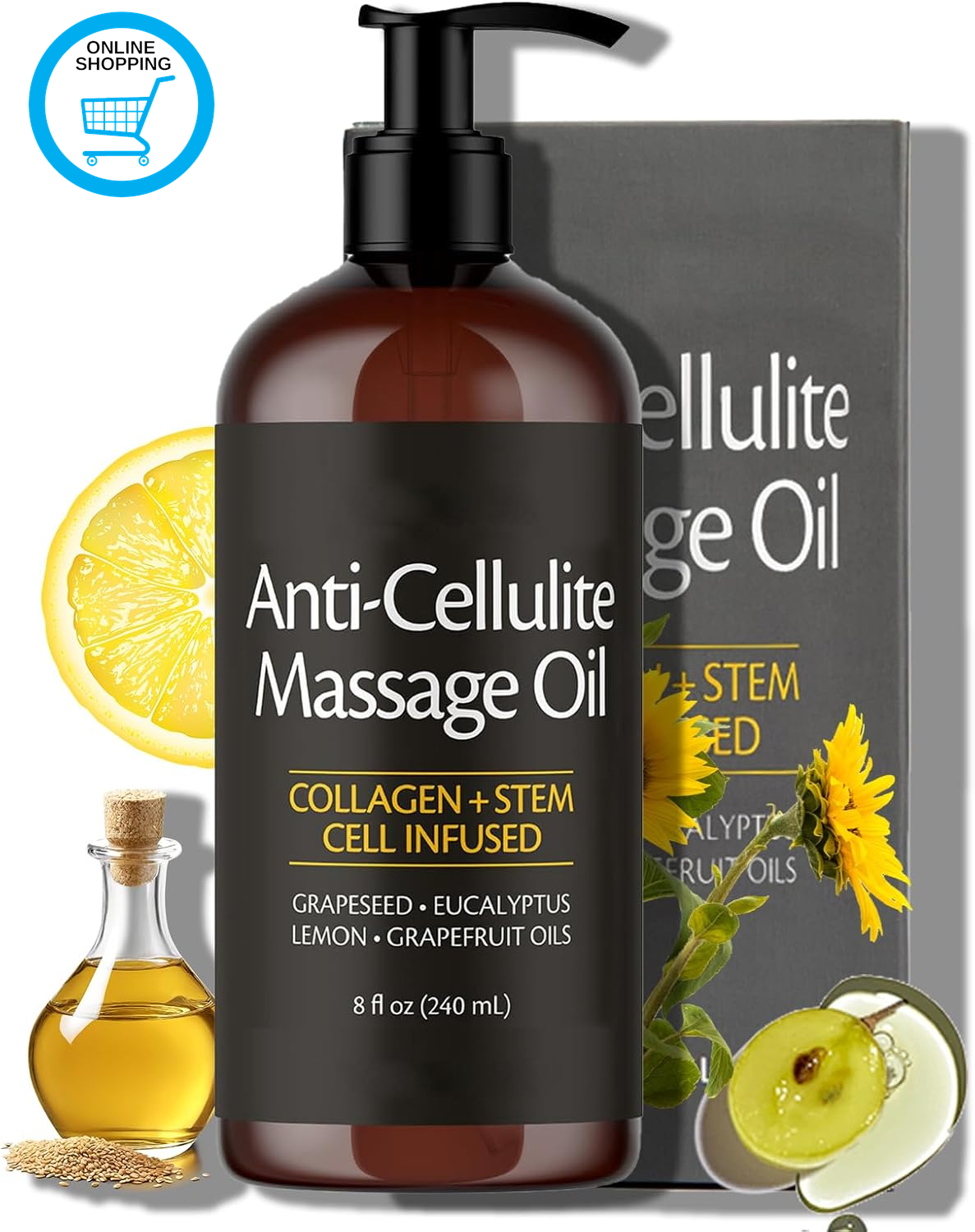 240ML Body and Us anti Cellulite Massage Oil, anti Cellulite Massage Oil, Firmin