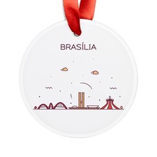 Brasilia Brazil Skyline - Round Acrylic Ornament - Personalized Holiday Gift