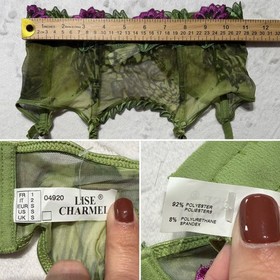 Y2K Lise Charmel Sheer Camo Leopard 3pc Set Garter Fairy Grunge Siren Bombshell