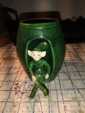 TREASURE CRAFT Pixie Elf Green Planter Flower Bucket AS IS