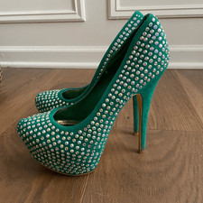 Alba Green Iridescent Rhinestone Bling Stilet...