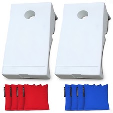 Driveway Games All Weather Outdoor Corntoss Cornhole Bean Bag Game, White Used