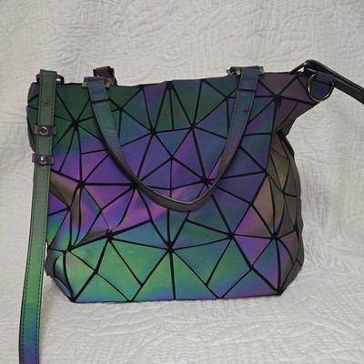 Lovevook Prism Holographic Geometric Luminous Double Handle Crossbody Bag Purse