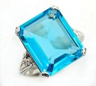 10CT Heat Treated Blue Topaz 925 Sterling Silver Victorian Style Ring Sz 9 — photo 1