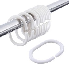 36 Pcs Plastic White Shower Curtain Rings Curtain C Rings Hooks Hanger Bath