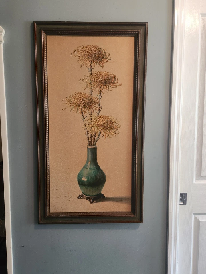 Tetchikoff Crisantemos Y Dalias Marco Original Años 60 Foto 3 de 4