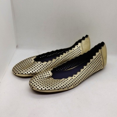 Van Eli Gold Perforated Flats Women's 11 Casual Comfy Retro 90s Y2K