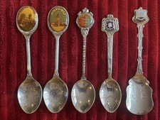 Set of 5 x Silver Plate Spoons Canterbury GrtYarmouth Margate Tenterden Brighton