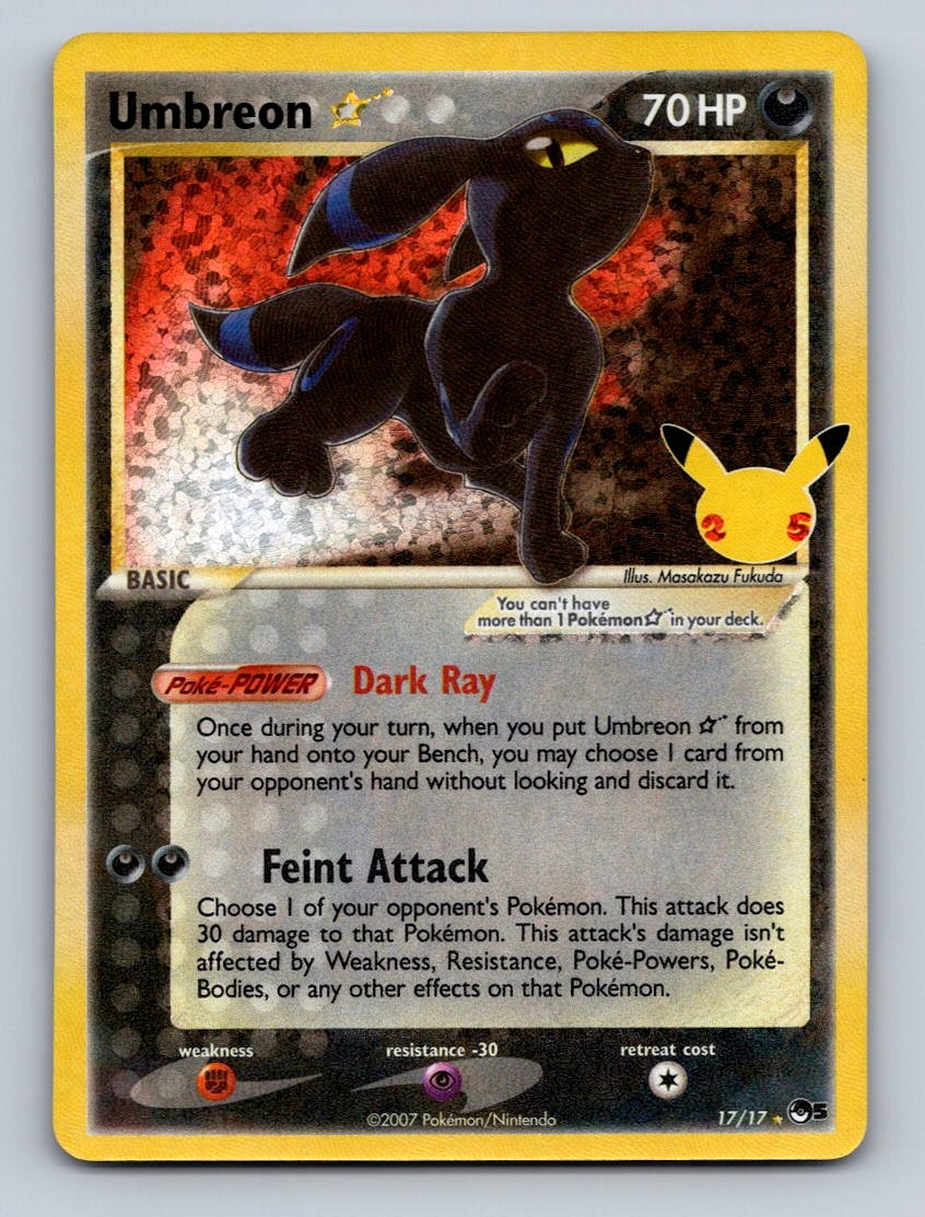 Umbreon Gold Star Holo Celebrations: Classic Collection 17/17 NM Pokemon