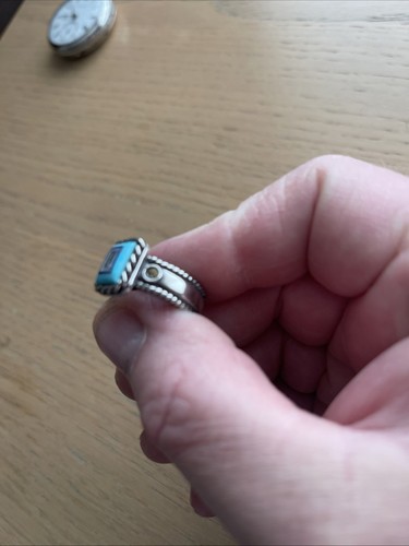 Sterling And Turquoise Ring Ladies Vintage - Picture 7 of 7