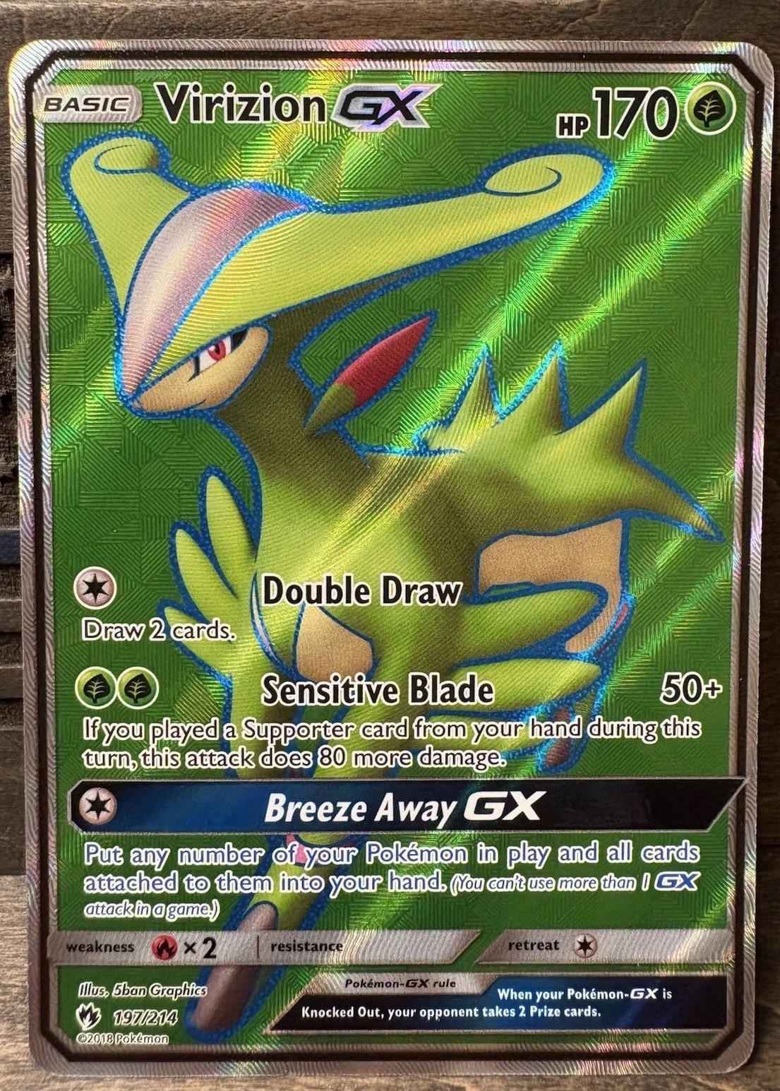 Virizion GX Full Art Ultra Rare Sun & Moon Lost Thunder 197/214 NM