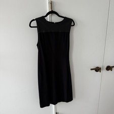 Ann Taylor Black Dress with Faux Leather Top Size 8