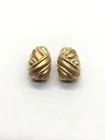 14k Gold Puffed Ribbed Earrings - 4.6g